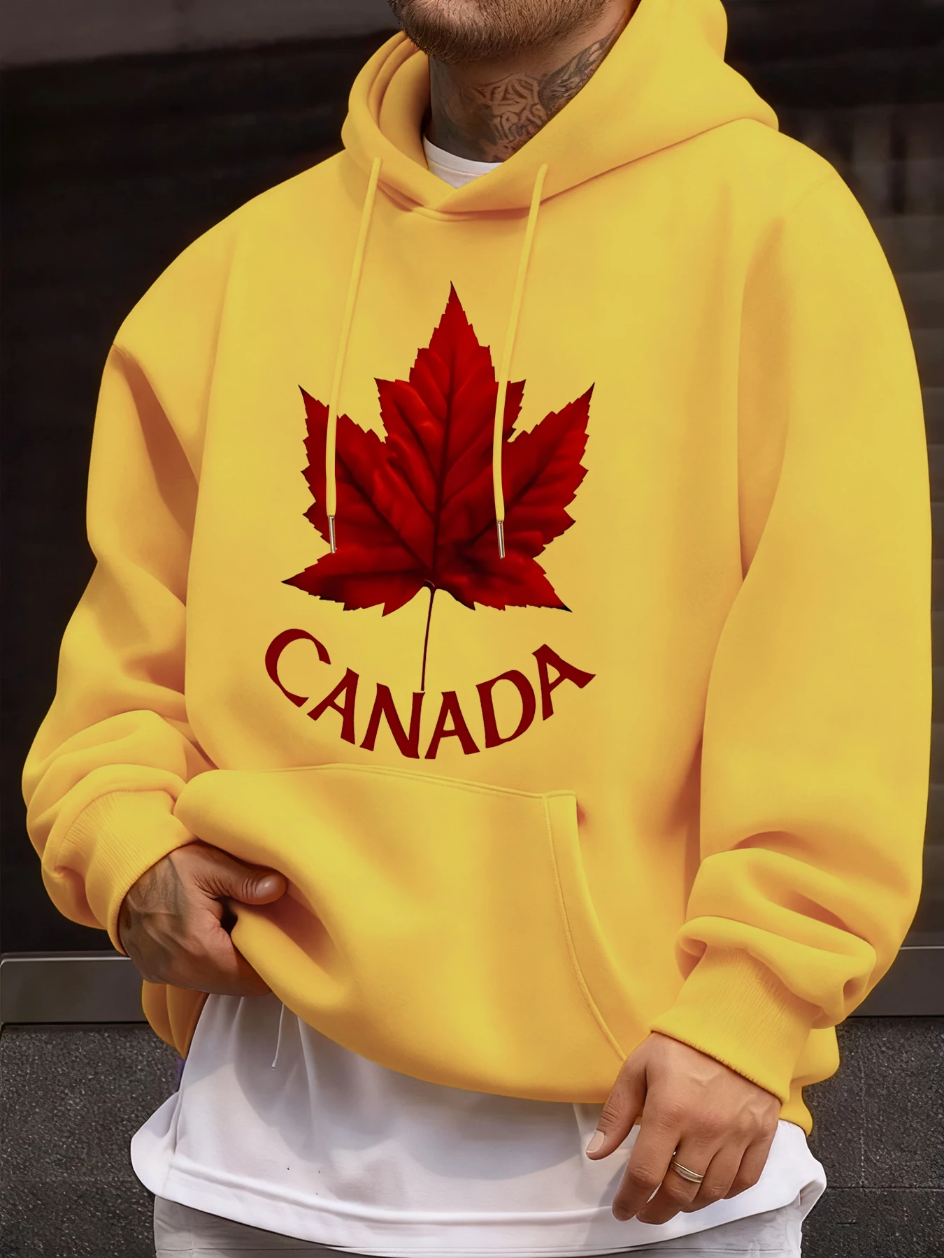 كندا و مابل ليف طباعة رجالي هوديس الهيب هوب كل مباراة هوديي الخريف كنزة بغطاء رأس من الصوف جيب رجل ملابس رياضية ملابس عصرية #1