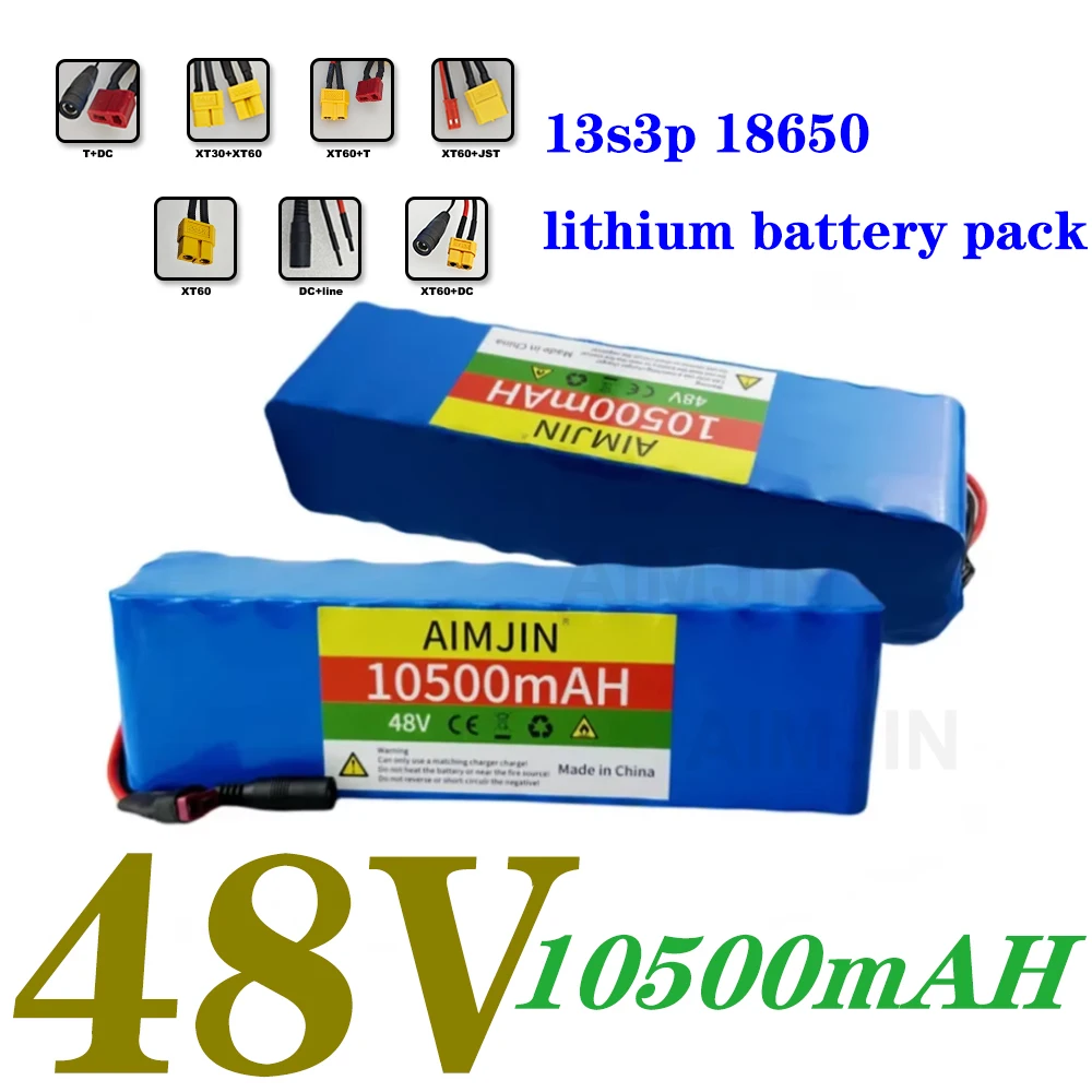 

48V 10500mAh 18650 Rechargeable Lithium Battery Pack 10S3P 500W for Power Bicycle Scooter Vehicle