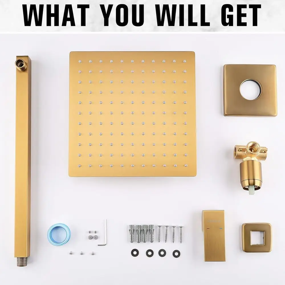 طقم حواف دش مكون من 10 أربعة من الفولاذ المقاوم للصدأ مع رأس نظيف باللمس ولمسة نهائية ذهبية مصقولة