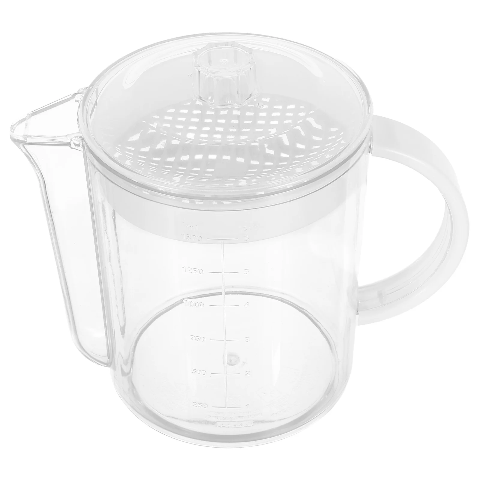 

1Pcs Grease Separating Measuring Cup 1500ml Kitchen Grease Trap Fat Separator Filter Net Bone Fragment Sieve Fat Separator