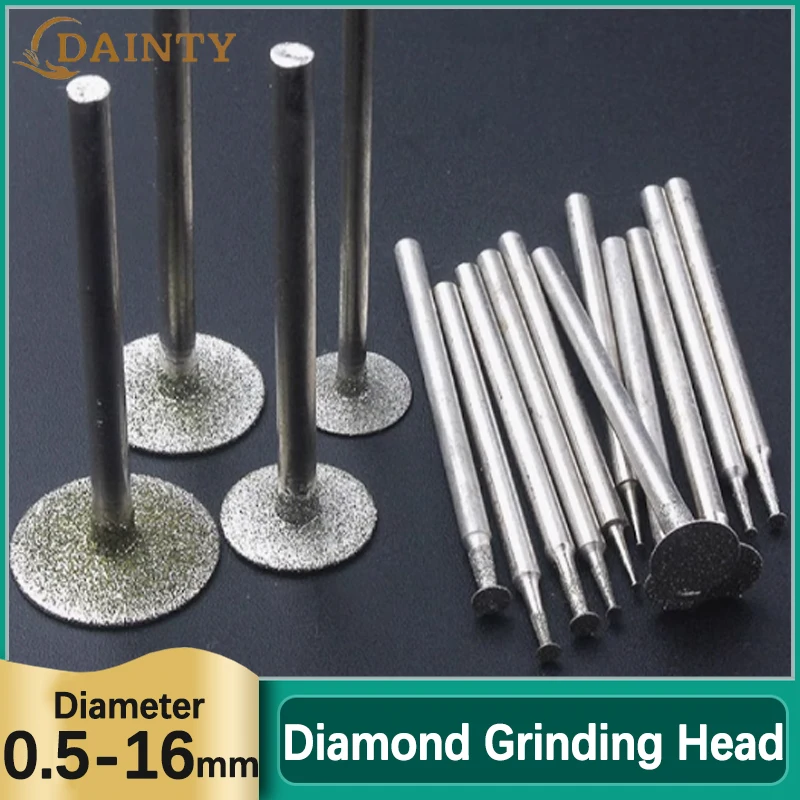Ultra-Thin T Head Shank Diamond Grinding Head Emery Mounted Point K-Type Needle Point Bits Jade Carve Polish Engrave Tools