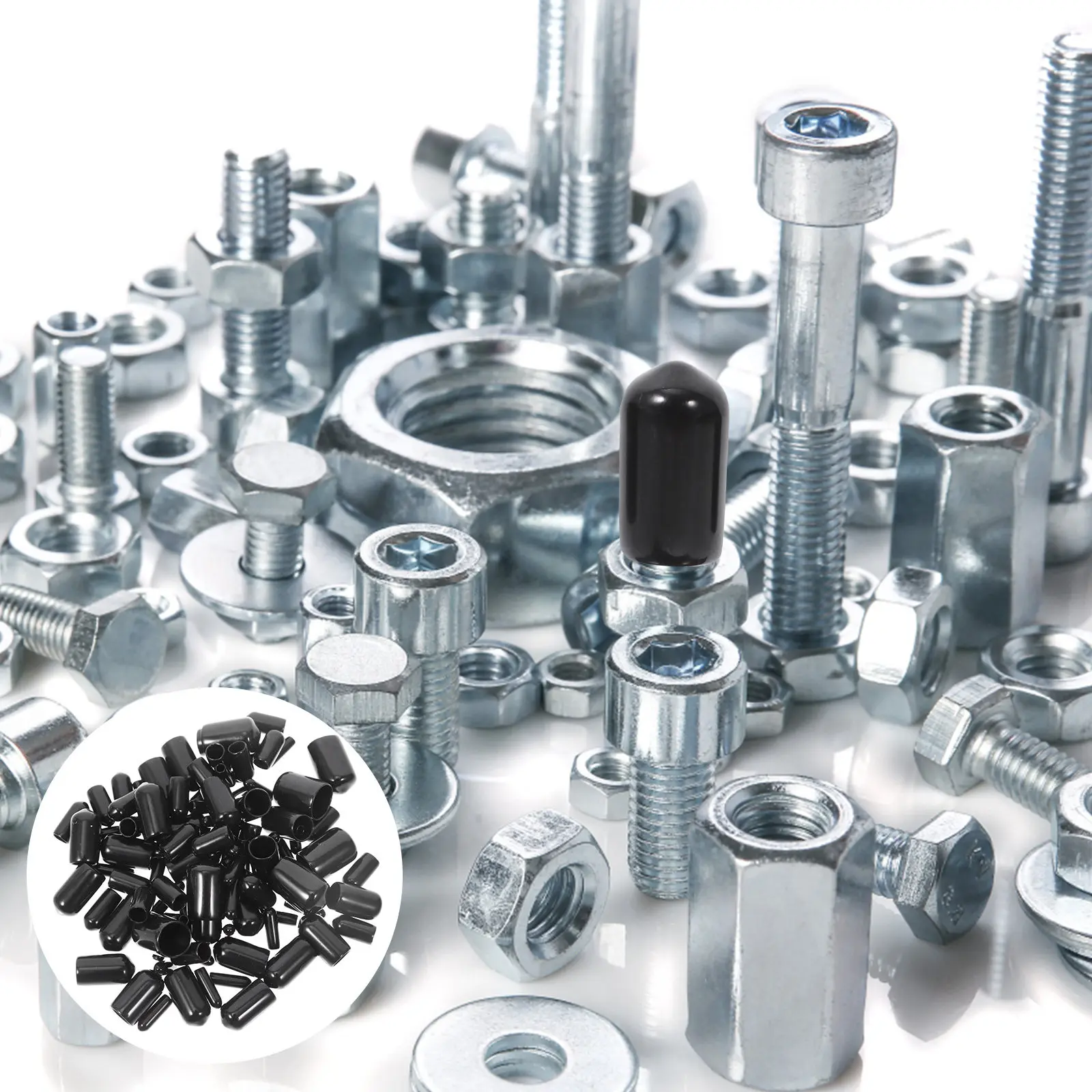 400Pcs Round Rubber End Caps for Bolts Screws Nuts Protection Rustproof Flexible Dome Bolt Covers Indoor Outdoor Humid