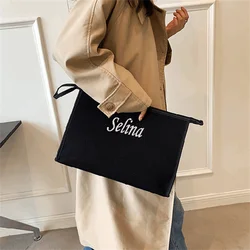 Pochette con ricamo personalizzato grande capacità per busta da donna per borsa di tela alla moda per addio al celibato per ragazze