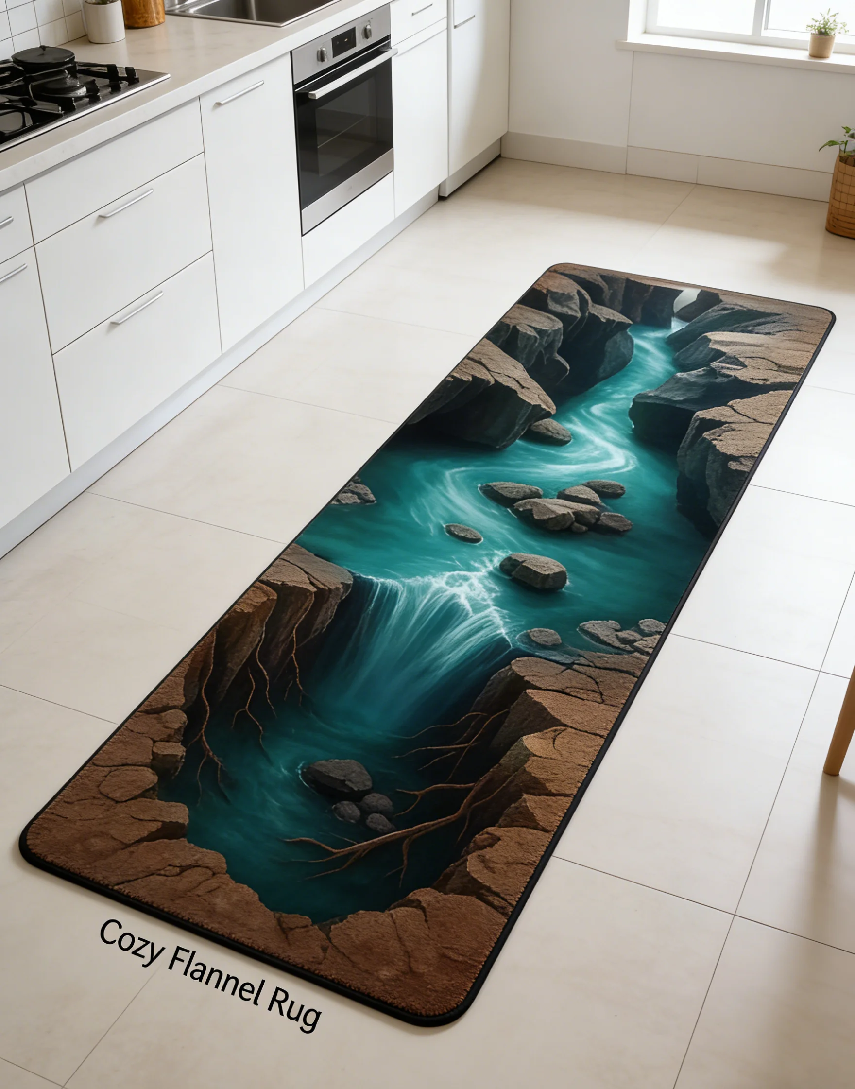 Waterfall Canyon Carpet Mat Rug Realistic Nature Print Non-slip Floor Mat for Living Room Bedroom Hallway Home Decoration