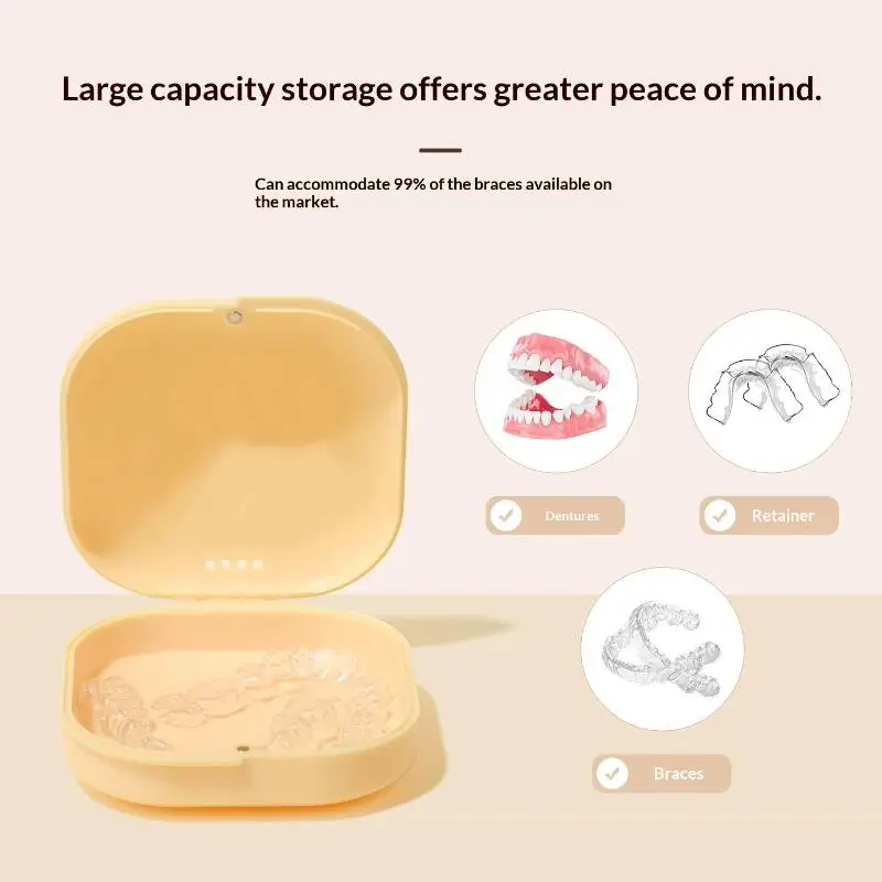 Dental Denture Tray Box with Vent Holes Scratch Resistant Portable Retainer Braces Case for Adult  Use