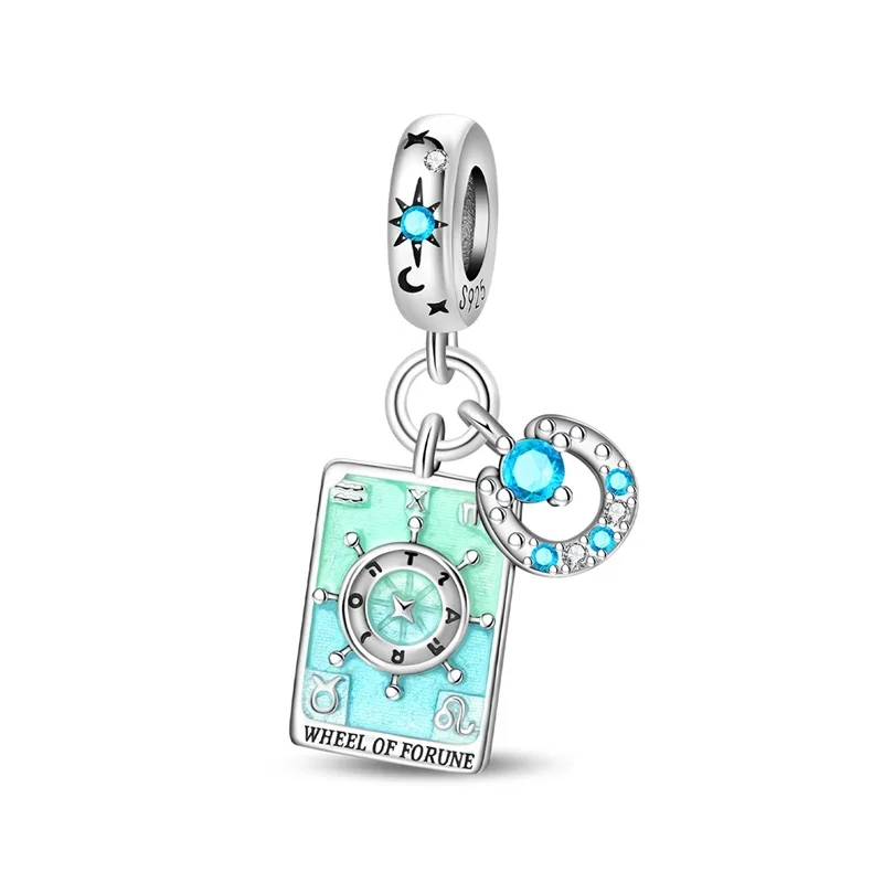 925 Sterling Silver Wheel of Destiny Charms Beads Zircon Dangle Fit 3mm Original Bracelet DIY Women Party Jewelry Gifts