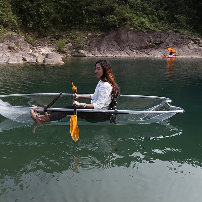 Transparent Boat PC Single Kayak Pool Crystal Boat Water Park Play Hand Rowing