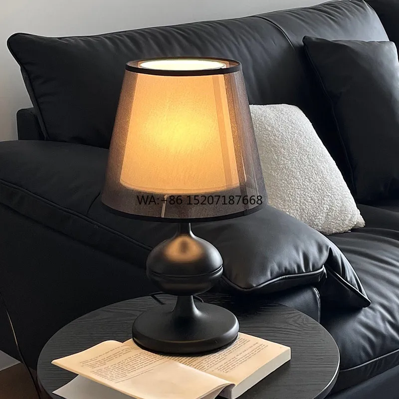 High-End American Wabi-Sabi Table  Retro Italian Medieval Modern Electric Bedside Living Room Master Iron Body