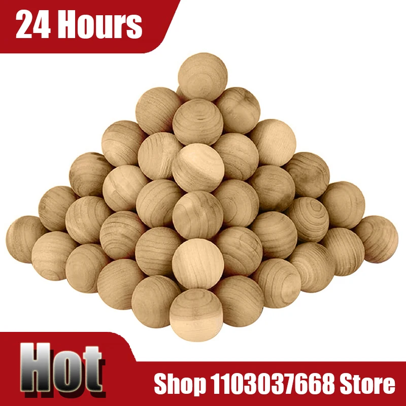 80 piezas de ropa de cedro, cuentas sueltas redondas resistentes a la polilla para almacenamiento de ropa y cajones, ropa con bolas naturales para polilla