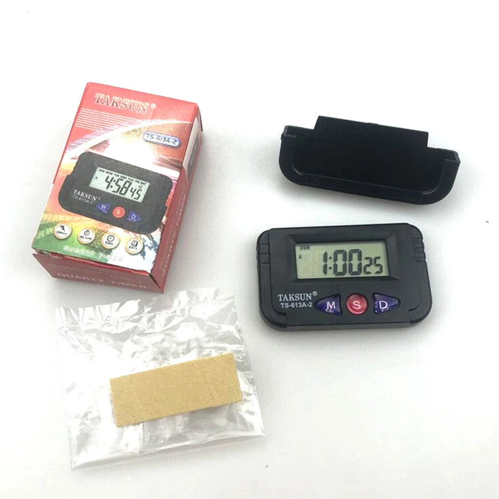 Portable Digital Car Clock Pocket Sized Electronic Travel Alarm Clock Date TS-613A-2 Auto Electronic Stopwatch Alarm Clock