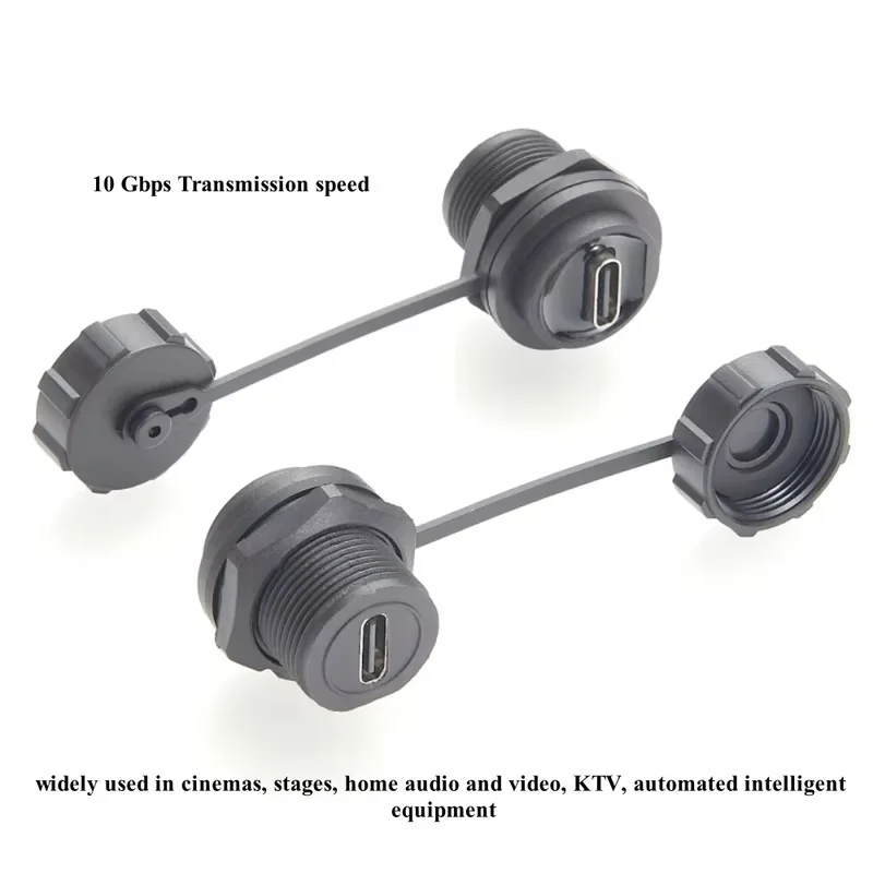 USB 3.1 Type C Panel Mount Coupler IP67 USB C Pass Through Waterproof Connector Female to Female Bulkhead Converter Adapter