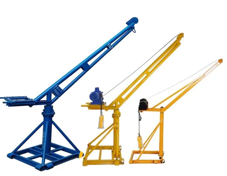 

800kg Mini Building Crane with Electric Winch Hoist 500kg Out Door Crane 360 Degree Rotation Crane with Electric Wire Rope Hoist