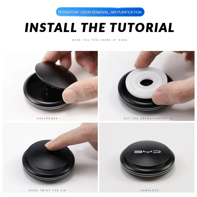 Zinc Alloy Shell Air Vent Car Air Freshener For BYD Atto3 Seal Han Tang Dolphin Song Yuan Solid Fragrance Odor‑Removal Interior