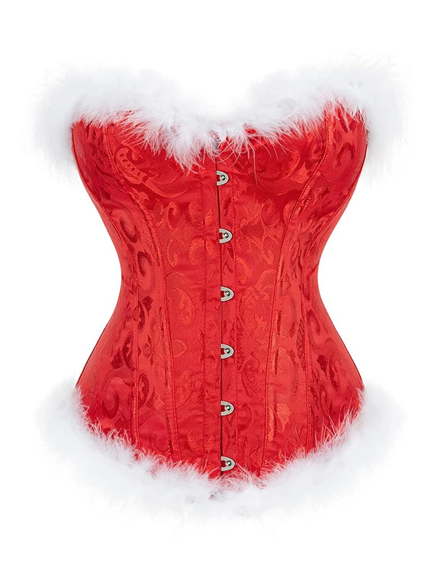 Women Christmas Corset Top Mrs Santa Claus Costume Sexy Corsets Bustiers Lingerie Bodyshaper Top