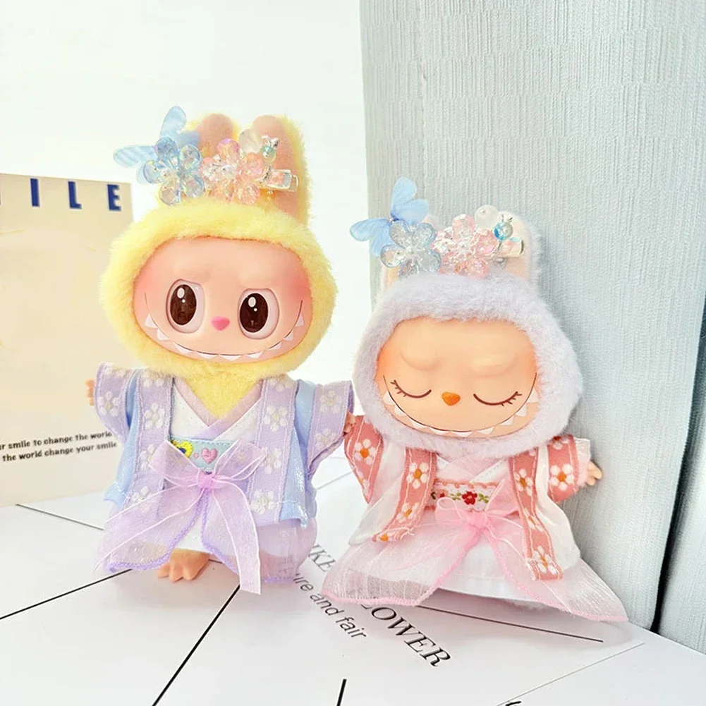 Mini Doll'S Clothes Outfit Accessories for Korea Kpop Exo Labubu Idol 10cm Cotton Doll Antique Hanfu Set Ancient Clothing Gift