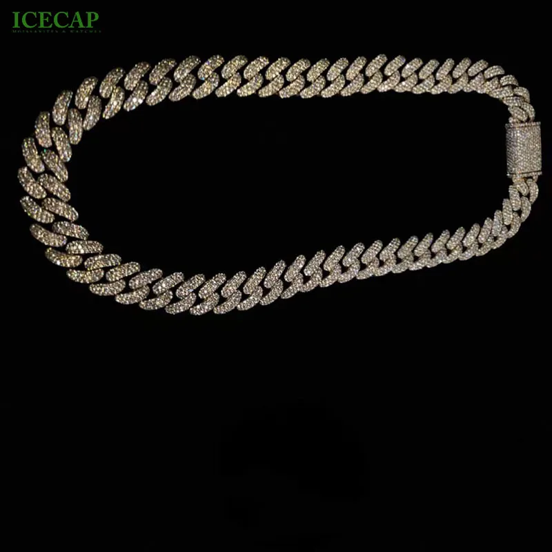 Sterling Silver Large Cuban Chain Necklace Vvs Moissanite Diamond Link Chain Iced Out Cuban Link Chain Hip Hop Jewelry