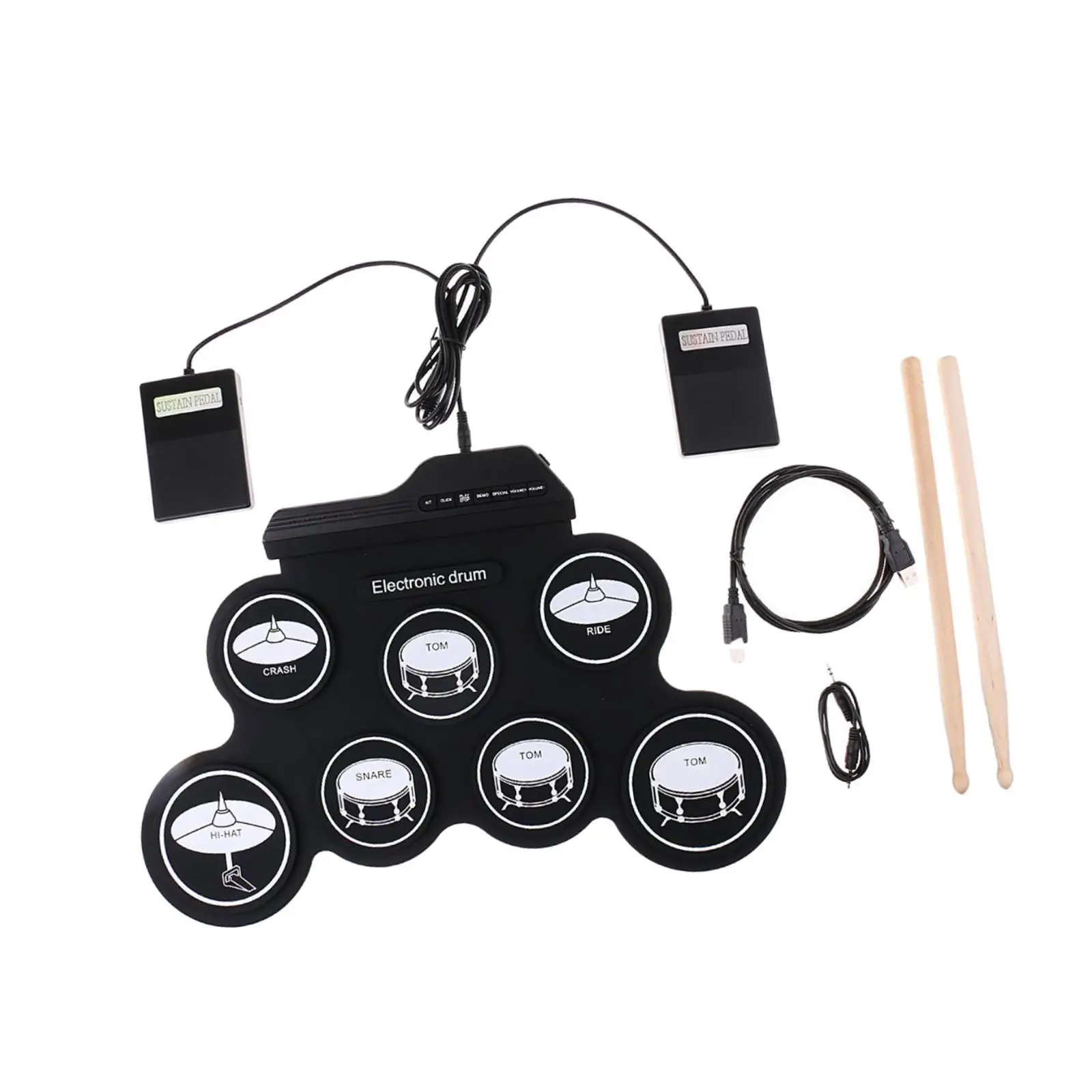 Professional Roll Up Drum Kits Silicone Material Electronic Percussion Practice Pad for Family Gatherings and Music Classes