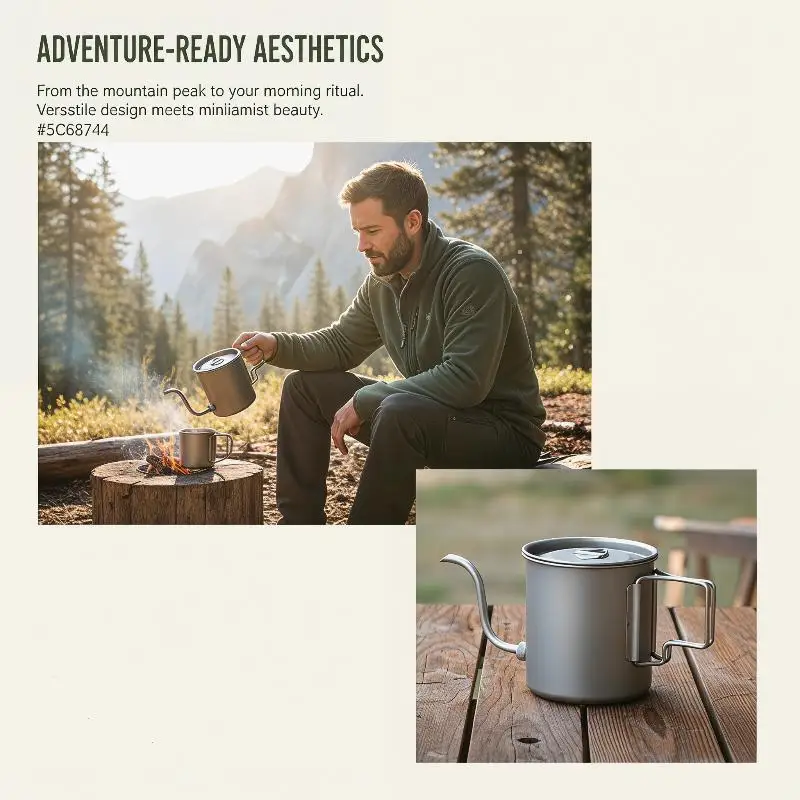 Gooseneck Pour Over Coffee Kettle Foldable Handle Ultra Light Scratch Resistant for Camping Hiking Outdoor Use