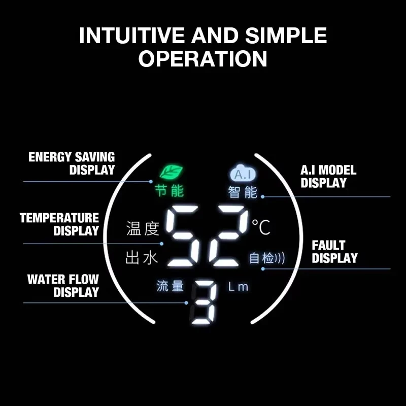 Aquecedor de água instantâneo 5500W 220V inteligente montado na parede chuveiro elétrico tankless aquecedor de água instantâneo termostato para banheiro cozinha