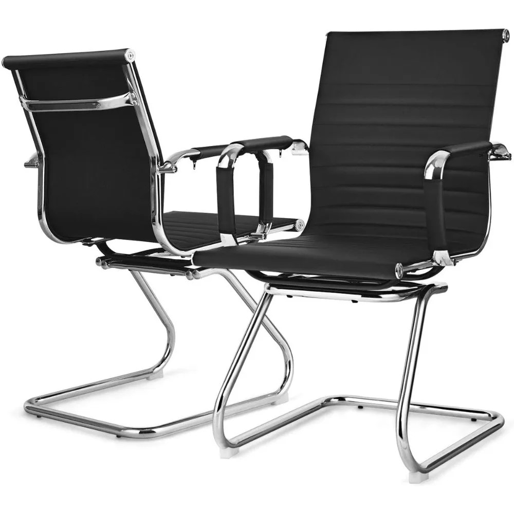 

Набор офисных стульев для приема с подлокотниками, противоскользящими подушечками для ног, домашний офисный стул из искусственной кожи для гостей, встреч, конференций, ожидания