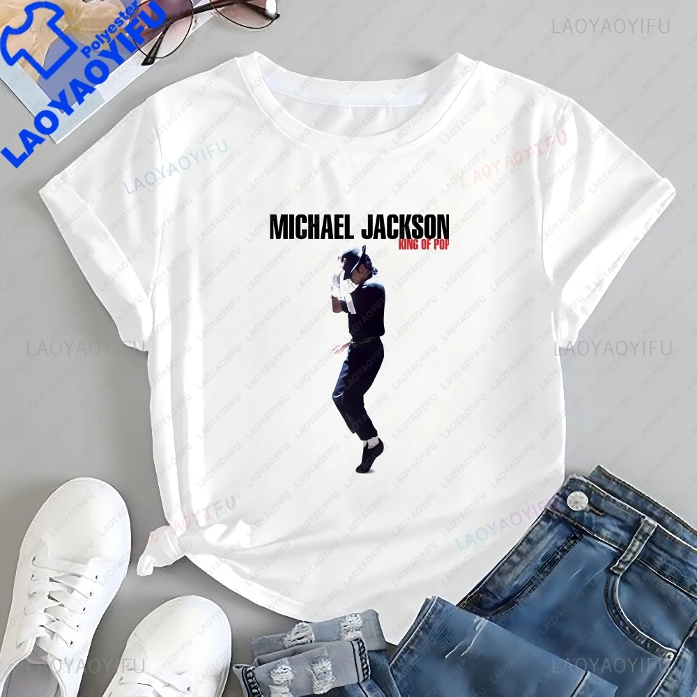 Retro Michael Jackson Print T-shirt - Men's and Women's Unisex Short-Sleeved Shirt with Pattern - Large Size T-shirt