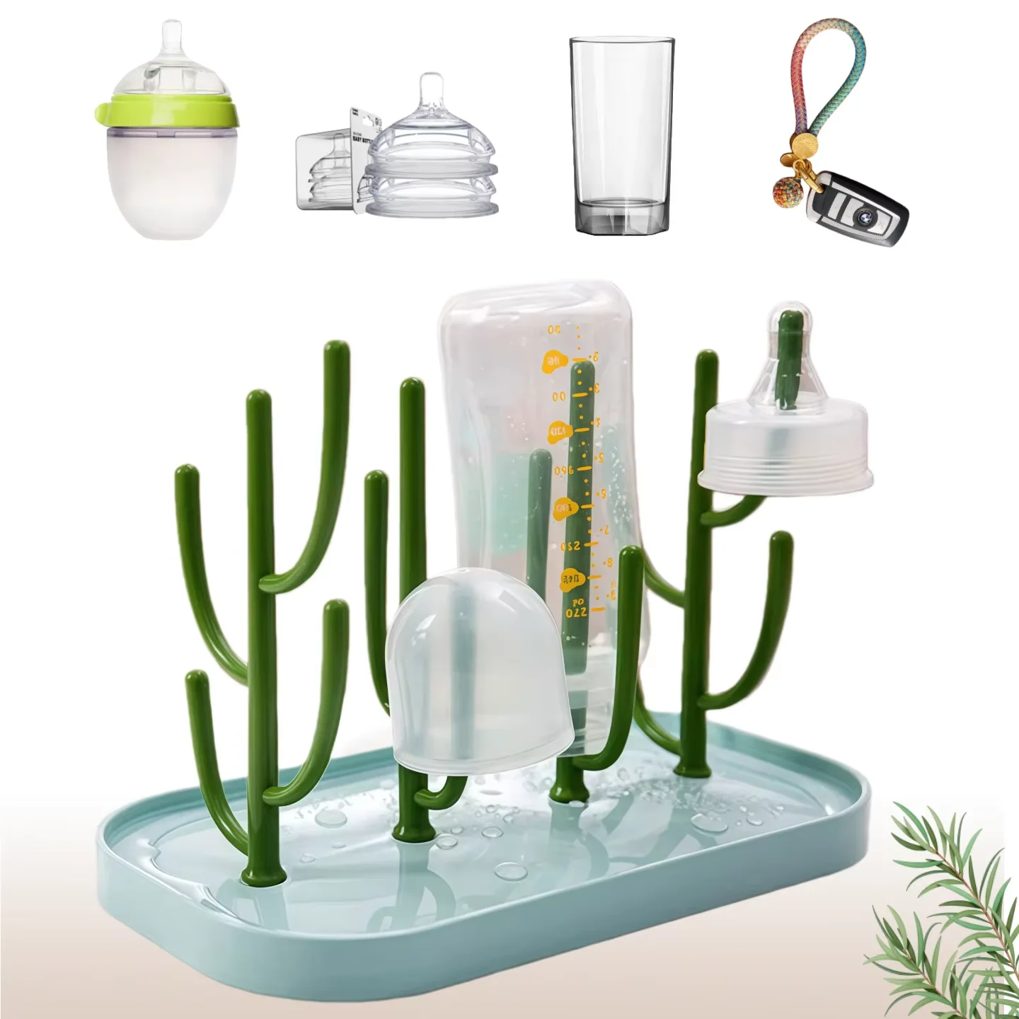 Baby Essentials Bottle Drying Rack for Kitchen Counter,Detachable Bottle Dryer Holder with Base.for Nipples,Cups,Pump Parts