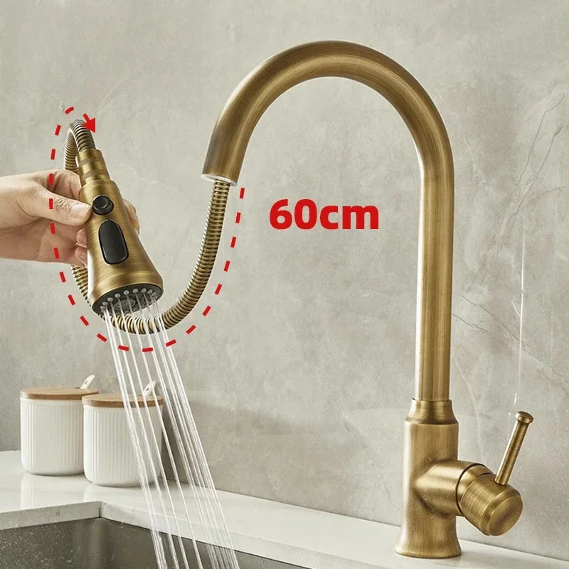 3 Outlet Models Brass Cold and Hot Water Mixer 360° Rotation High End Kitchen Faucet on Sale