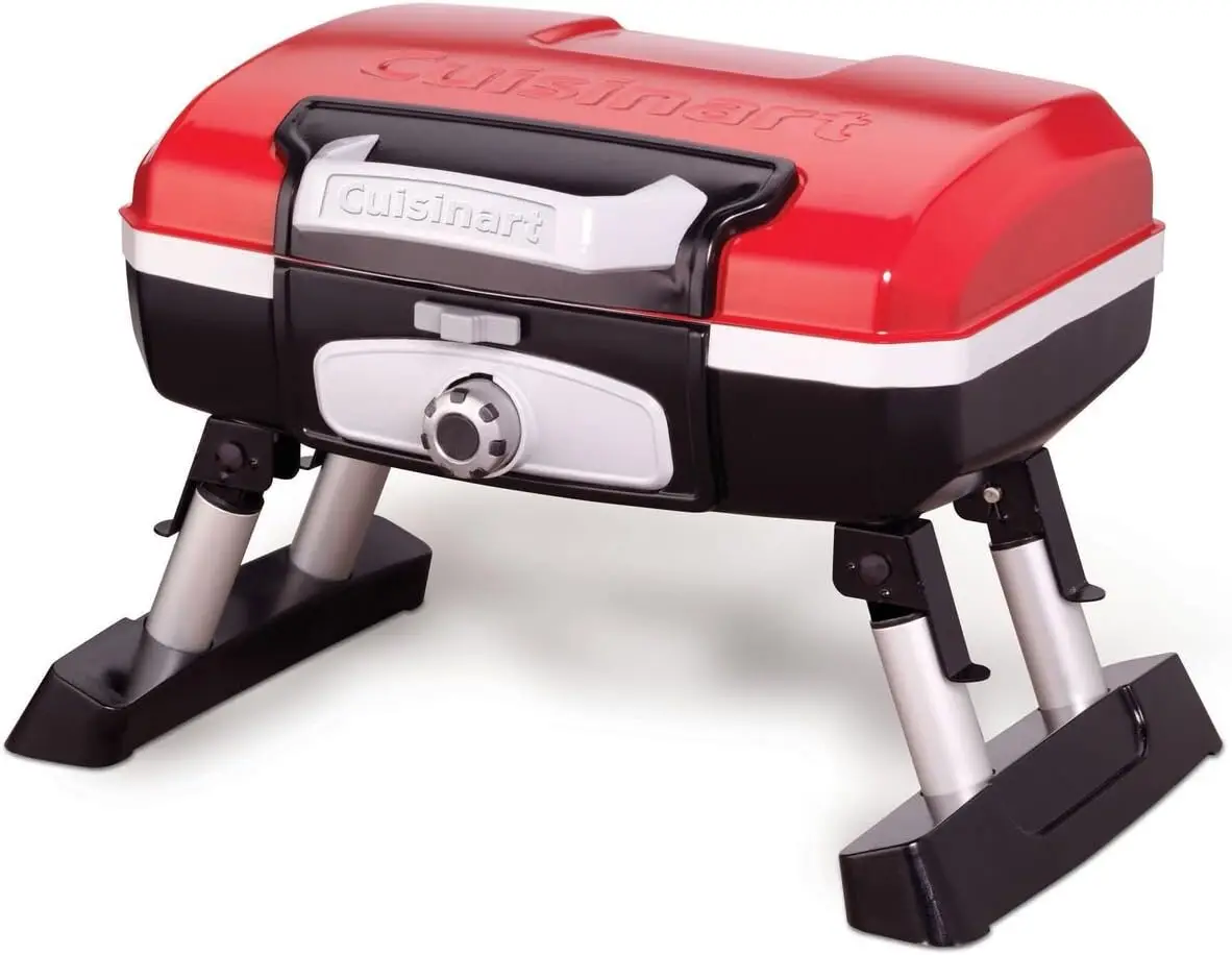 Petite Gourmet Portable Gas Grill, Compact Portable Grill Propane, 150 Sq. In. Cooking Surface, 5,500 BTU Burner Small Gas Grill