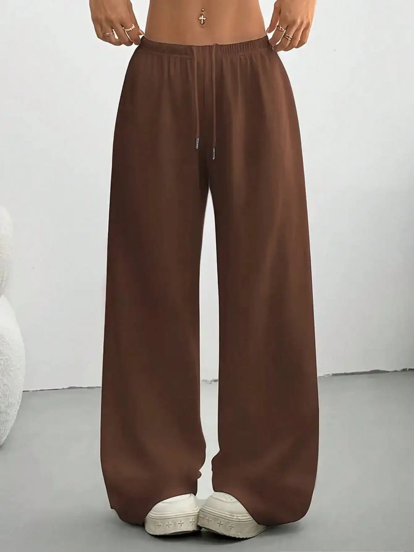 2026 Damen Casual Ganzjahres-Laufhose - Bequeme, lockere, einfarbige Hose mit Kordelzug und elastischem Bund, weites Bein – Detail 23