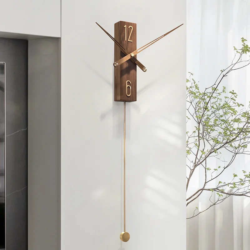 

Modern minimalist living room decoration wall clock Creative Fashionable Spanish Home Simple Luxury Walnut Clock