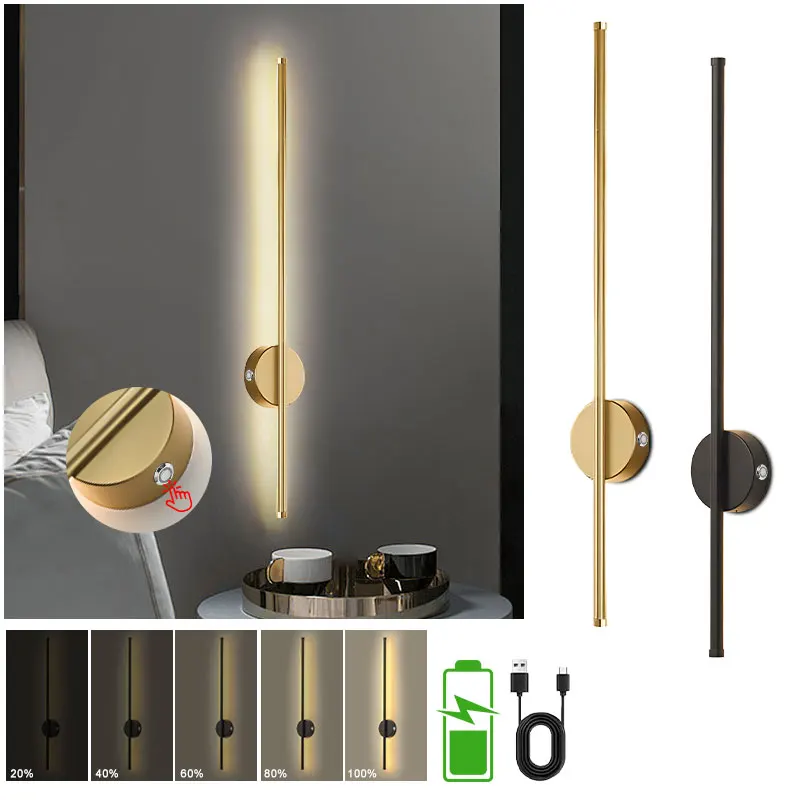 Battery Operated Wall Sconces 5200mAh Rechargeable Wire-less Wall Lights 3CCT Dimmable Touch Switch Wall Lamps Remote Control
