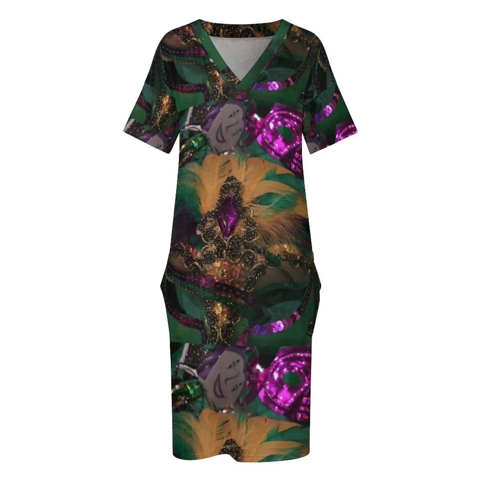 마디 그라 카니발 VIII 느슨한 주머니 드레스 드레스 여성을위한 여성 웨딩 드레스 여성 드레스