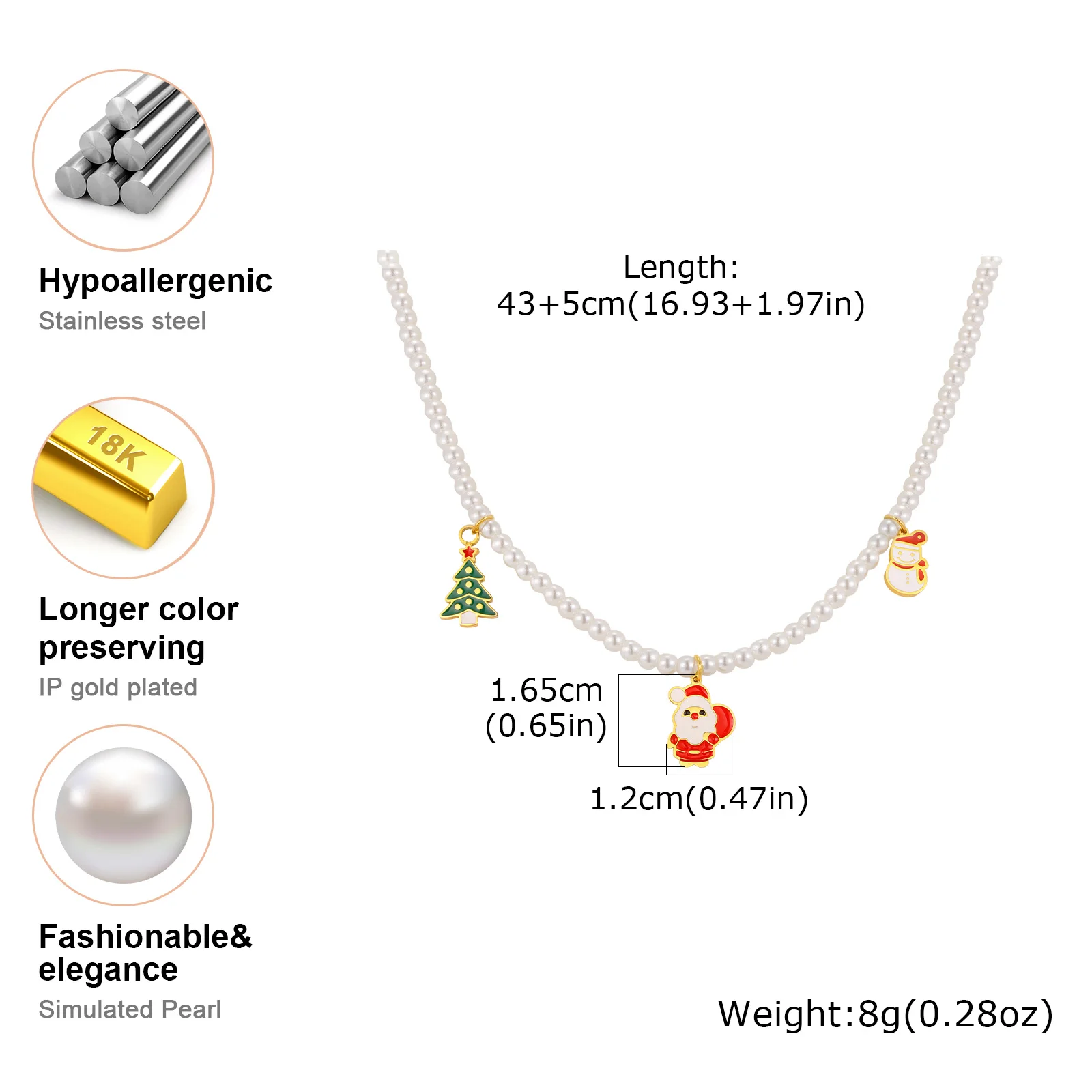 رائعة سانتا كلوز شجرة عيد الميلاد ثلج قلادة ، المرأة تقليد اللؤلؤ مطرز القلائد ، موضة هدايا مجوهرات عيد الميلاد