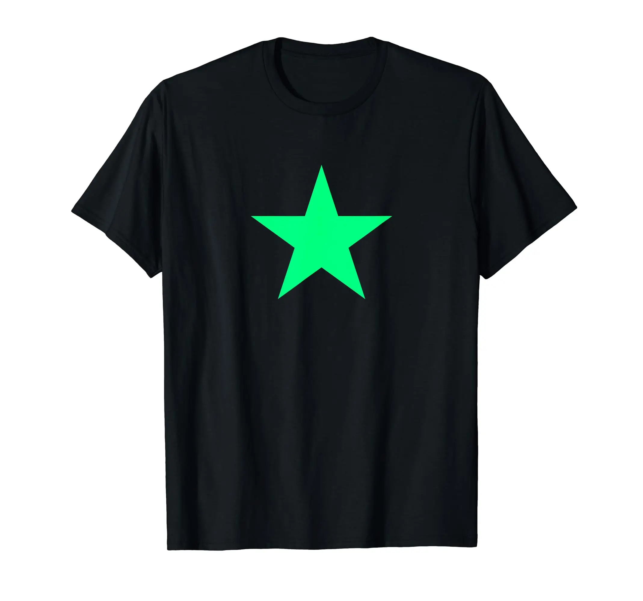 

Men's fashionable casual outdoor classic eye-catching design green pentagram star T-shirt