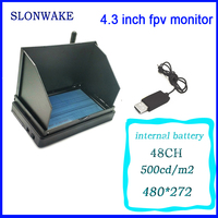 SLONWAKE 5.8G 48CH JINJIEAN 4.3 Inch LCD 480*272px 16:9 NTSC/PAL FPV Monitor Auto Search With OSD Build-in Battery for RC Drone