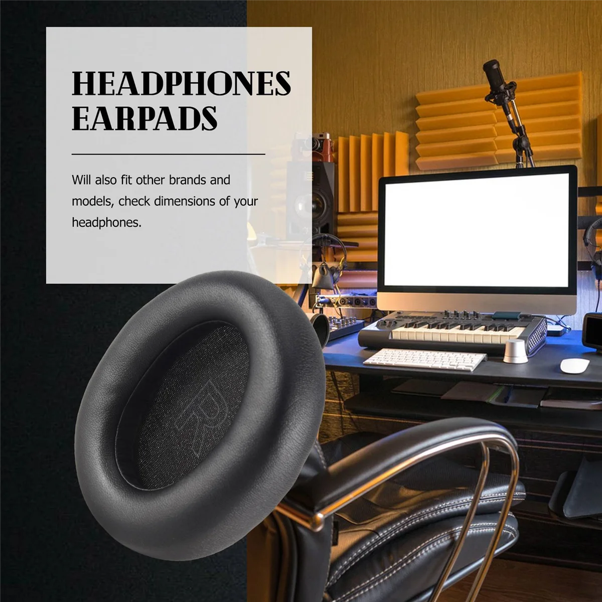 Сменные амбушюры для наушников Life Q30/Q35 из протеиновой кожи (черные)