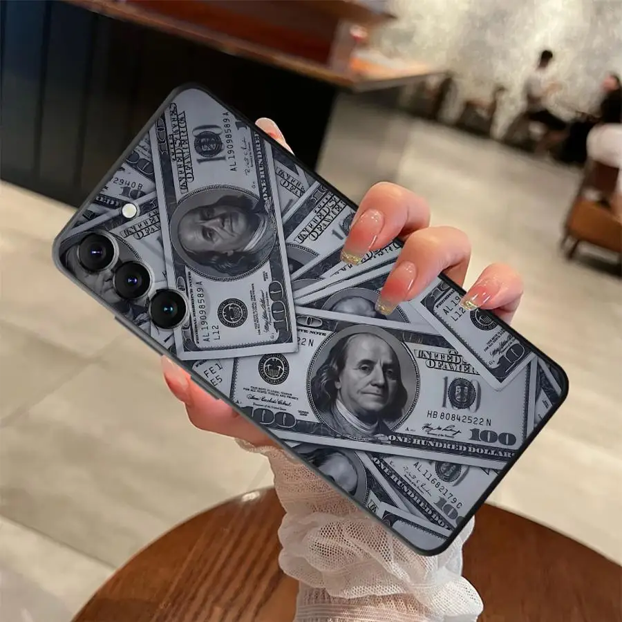 Pink Dollar Full Case for Samsung Galaxy A05 A06 A50 A70 A20 A13 A30 A15 A04 A10 A12 A40 A16 A17 Black Soft Phone Cover