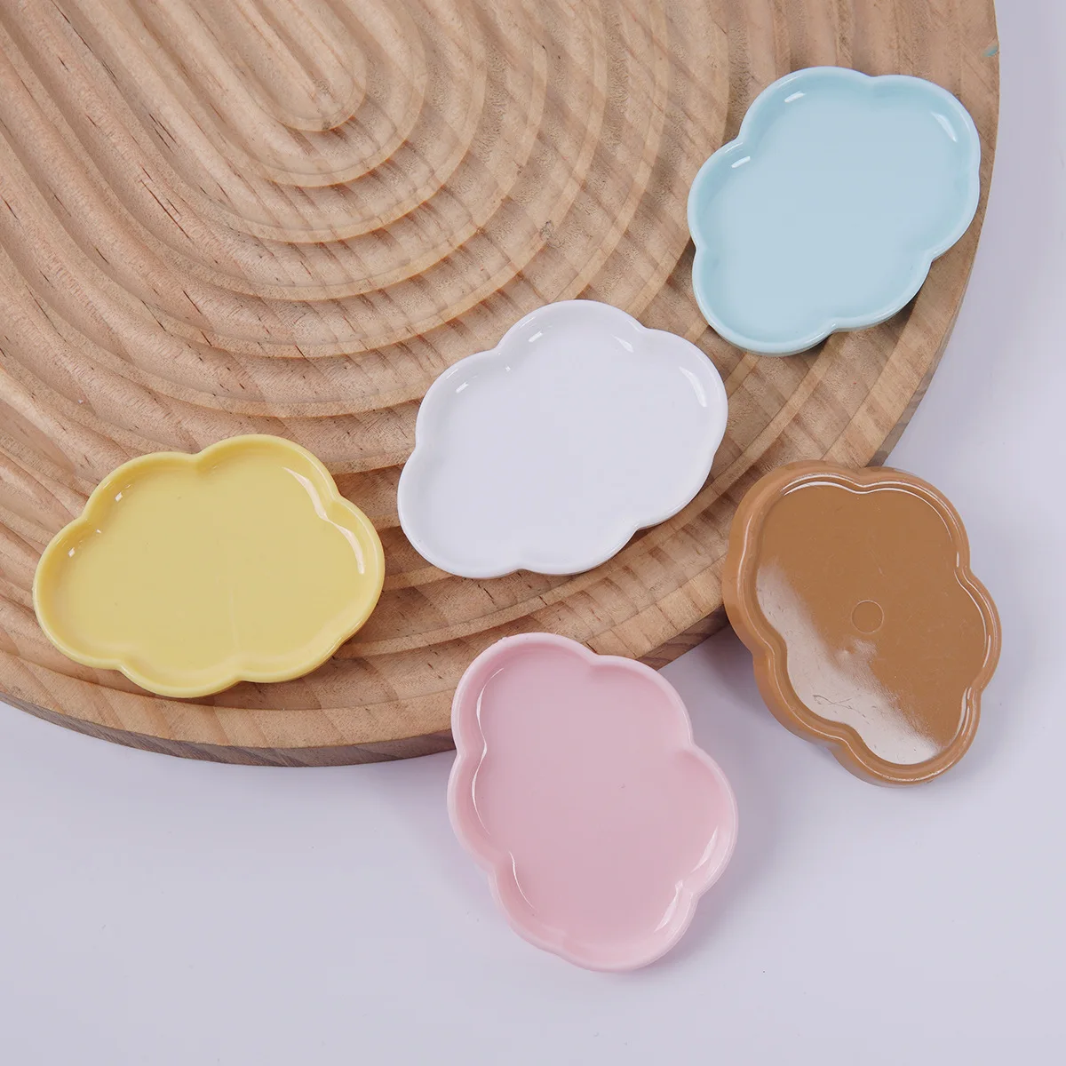 

5pcs Mini Plate Cloud Tray Model Small Plates Plastic Dollhouse Play House Toys Miniature Food Play Simulation Decorations