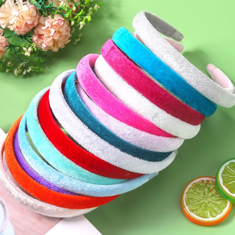 

1.5cm Plush Hairband Multicolor Headpieces Ribbon Headwear DIY Plush Hair bands For Girl Women Hair Band Accessories Wholesale