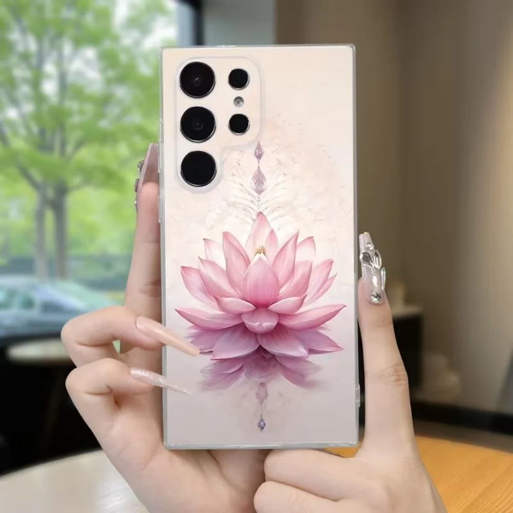 Phone Case For Samsung Galaxy A73 A72 A71 A70 A56 A55 A54 A53 A52 A51 A50 A42 A36 S 4G 5G Pink Lotus Flower Clear Protect Cover view 3