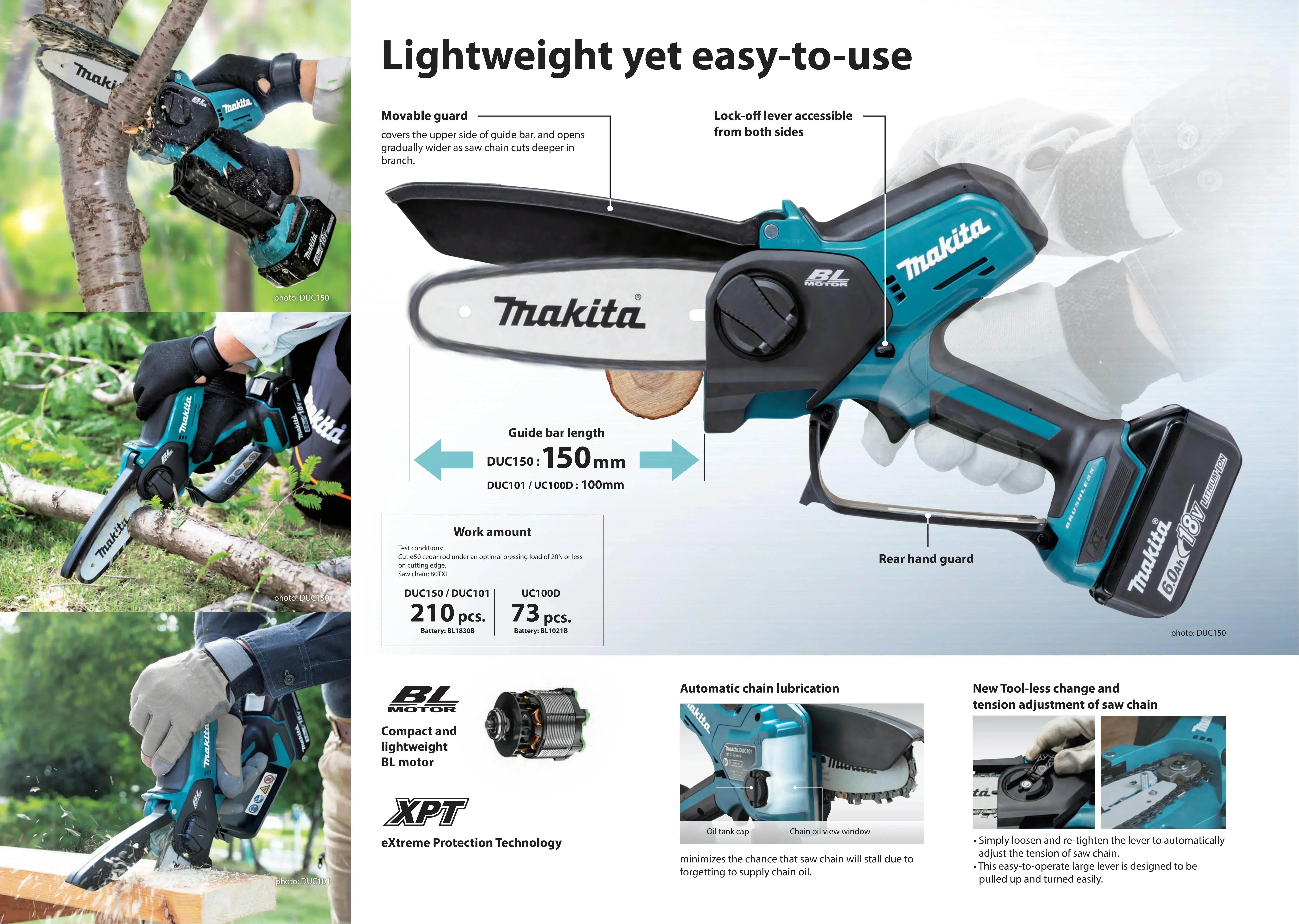 MAKITA DUC150 Chain Saw Pruning Saw Brushless Cordless 18V 150MM LXT Electric Saw Garden Makita Power Tools ChainSaw DUC150Z