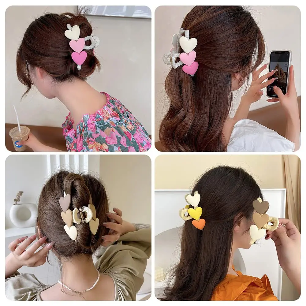 Awaytr Nieuwe Korea Hartvorm Acryl Haar Klauwen Krab Grote Parel Klauw Clips Voor Vrouw Meisjes Bad Barrette Dame Mode Hoofdtooi