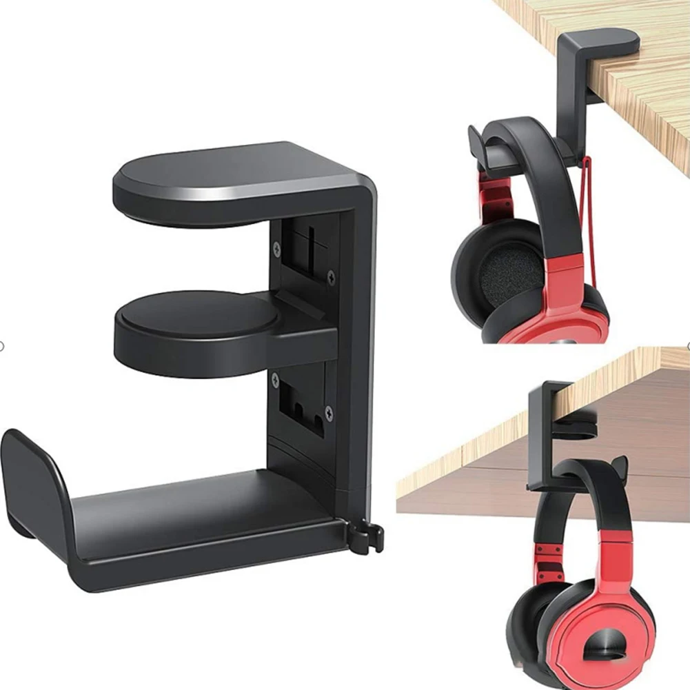 Headphone Stand Desk with 360 Degree Swivel & Cable Clip Organizer Clamp-On Headphone Holder Headphone Hook for PC Desktop