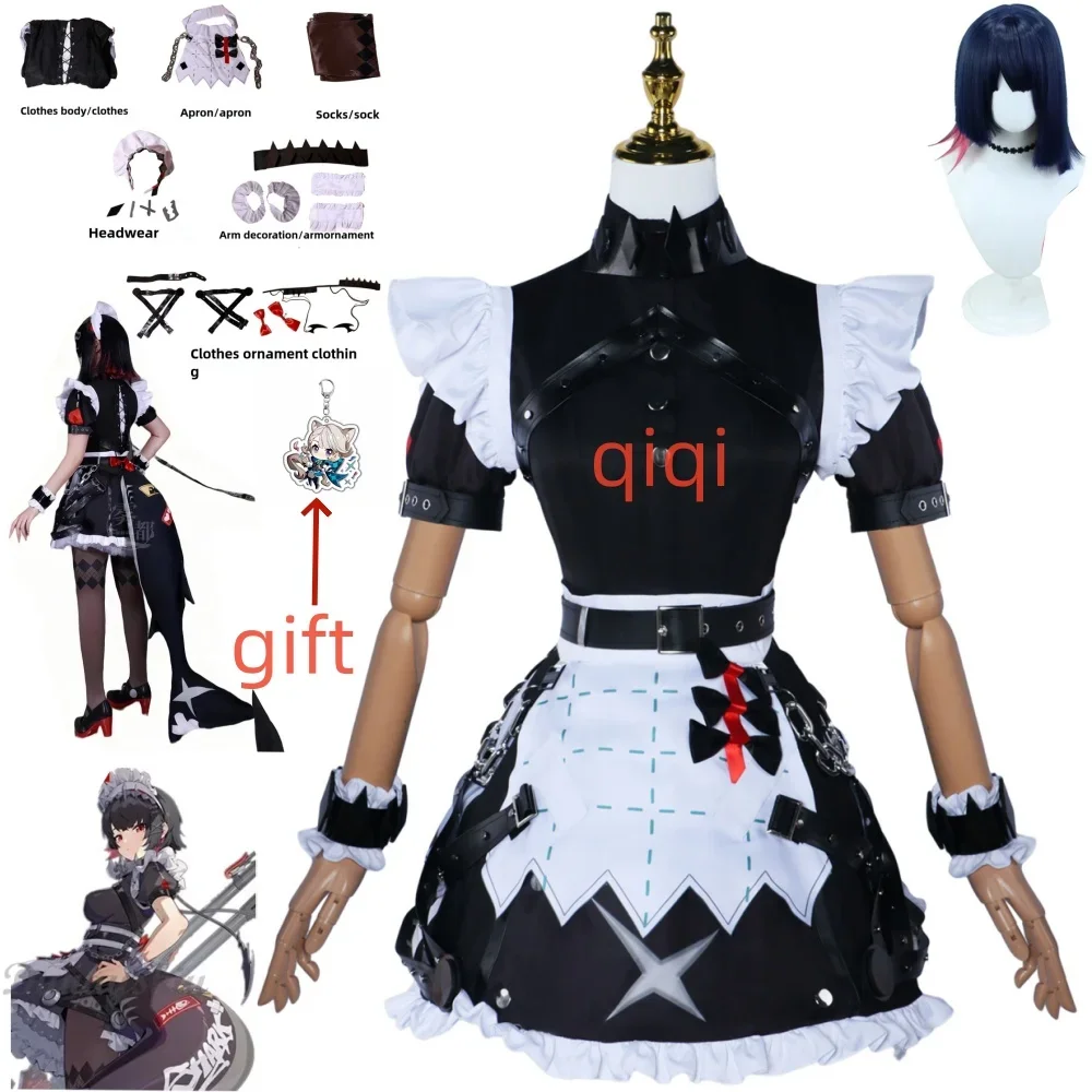 

Zenless Zone Zero Ellen Joe Cosplay Costume Maid Outfit New Game Party Black Dress Wig Tail Uniform Hallowen Convention Costume