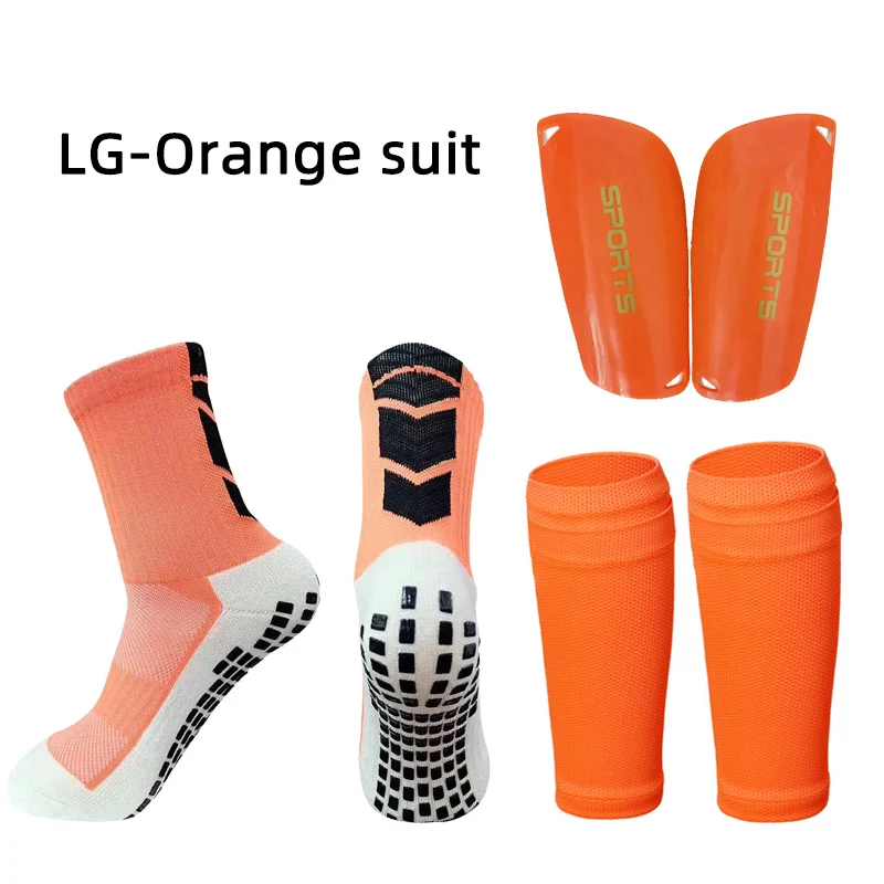 3-Piece A Set Football Equipment Anti Slip Soccer Socks Adult Kids Football Shin Guards Sleeves With Pocket Leg Guards Support