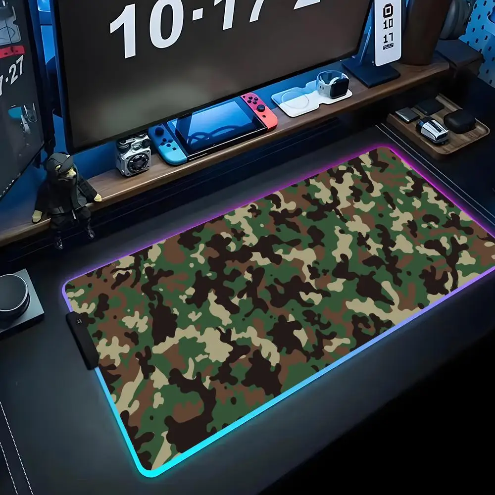 

camouflage wallpaper Mouse Pad RGB Gaming Mousepad Big LED Pad PC Desk Mat Luminous Mouse Pad Large Keyboard Mats Table Rug With