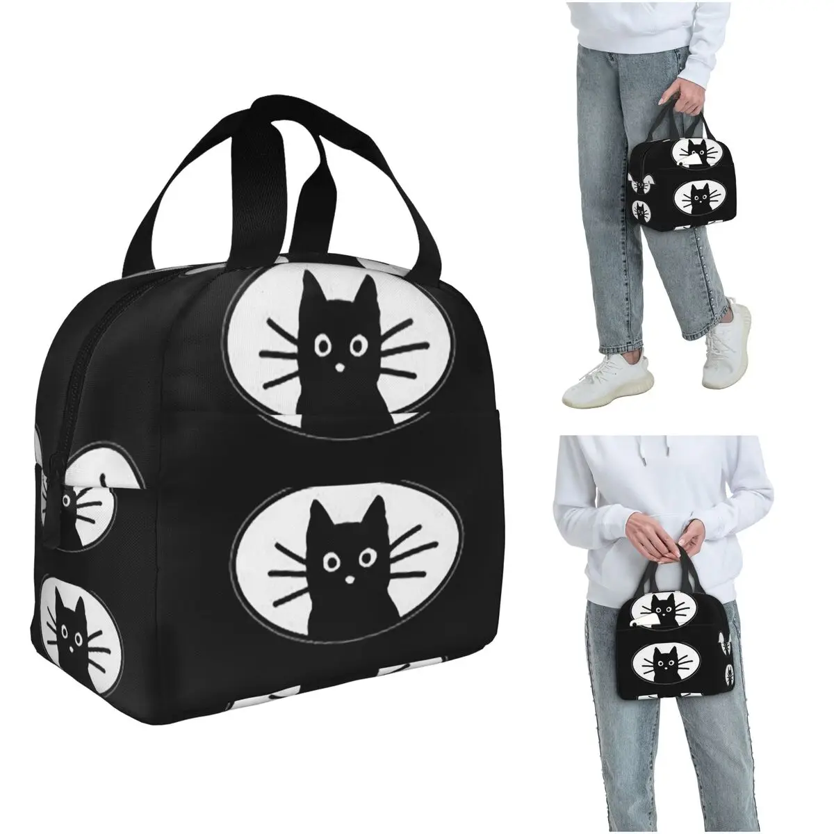 

Термоизолированная сумка для обеда Black Cat Fac для женщин и детей, герметичные контейнеры для еды, термосумка для обеда
