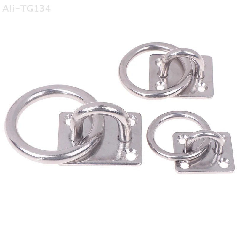 304 Stainless Steel Marine Eye Plate Hook with round Ring Lashing Tie down for Boat Yacht Square Hardware 5/6/8mm
