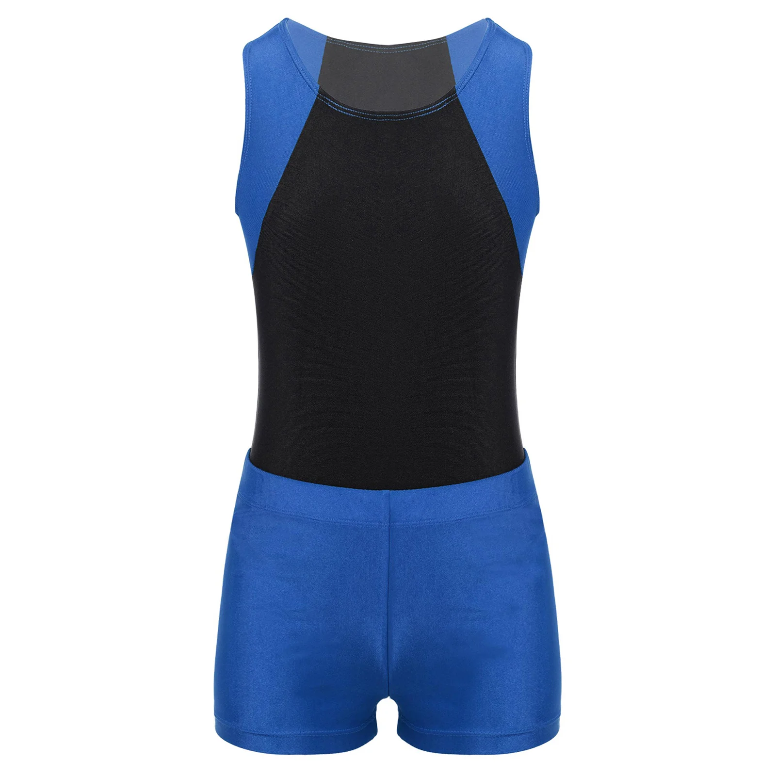 Kids Boys Sleeveless Yoga Bodysuit Gymnastics Leotard Jumpsuit Quickly Dry Stretchy Training Gym Leotards Bodysuits with Shorts