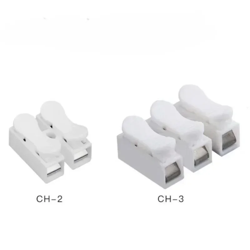 500PCS White No Solding Welding Quick 2/3P Cable Wire Connector No Screw Terminal Block Spring Clamp
